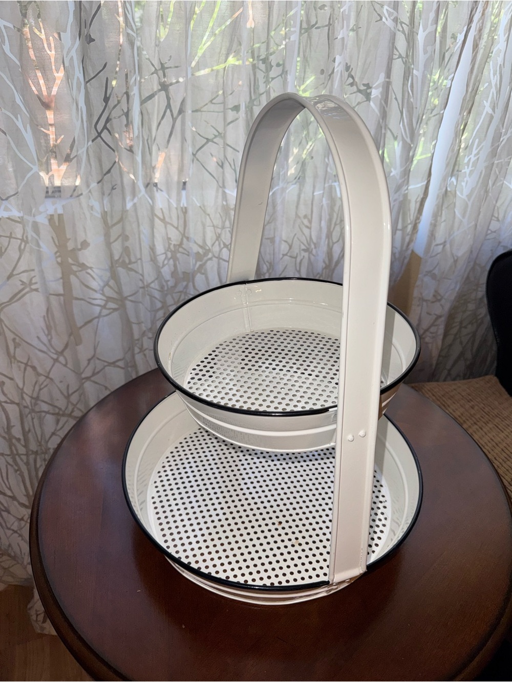 White Two Tier Metal Farmhouse Serving Tray | New w/ Sticker, Never Used